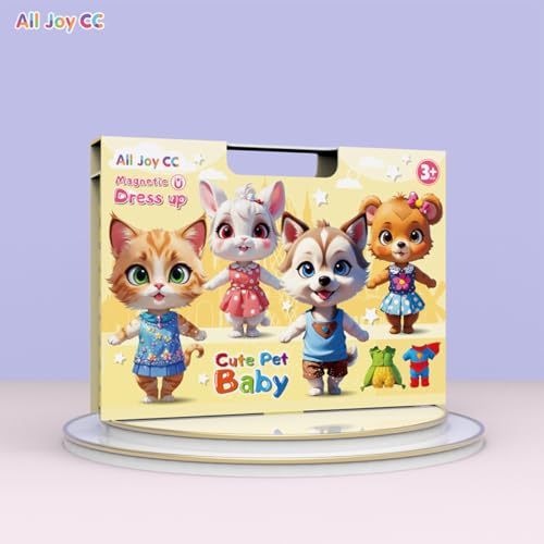 ZCHYTOOL Niedliche Haustiere Magnetisches Ankleidespiel Set 4 Figuren mit Kleidung und Ständer Spielzeug für Kinder Älter als 3 Jahre Spielset Geschenke für inspirieren die kreativität
