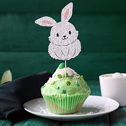 12Pcs Easter Bunny Cake Topper,Little Bunny Cake Topper,Happy Easter Cake Topper，Boy Girl Birthday Cake Decoration,Good For Happy Easter Spring Themed Party Decorating Supplies #TOP5