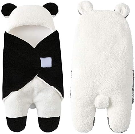 Newborn Baby Swaddle Blanket, Universal Soft Infant Baby Plush Blankets Cute Bear Baby Stroller Crib Wrap Hooded Warm Fleece Sleeping Bag for 0-12 Month Baby Boys Girls