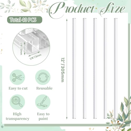 Image of Junkin 40 Pcs 1 /4 inch x 1 /4 inch x 12 inch Clear Acrylic Square Rods