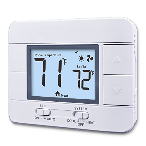 Non-Programmable-Thermostats-for-House-up-to-2-Heat-2-Cool-with-Room-Temperature-Humidity-Monitor-White-Backlit-Screen