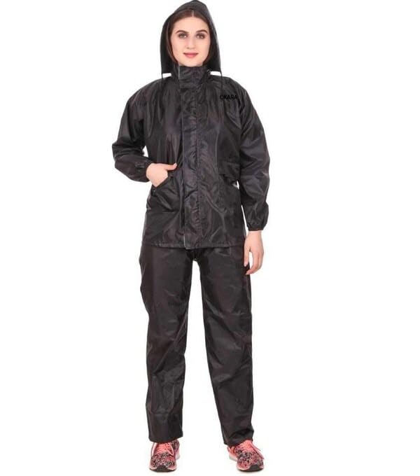 Raincoat Waterproof for Bike Reversible Double Layer with Hood Raincoat for Women. Set of Top and Bottom Packed in a Storage Bag (Set of 1)