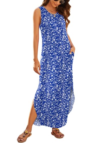 Image of Hount Women's Casual Summer Sleeveless Dress Loose Split Maxi Dresses with Pockets