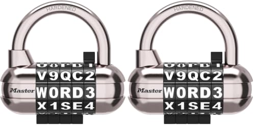 Image of Master Lock Padlock, Set Your Own Word Combination Lock, 2-1 /2 in. Wide, Black, 1534DBLK (Pack of 2)