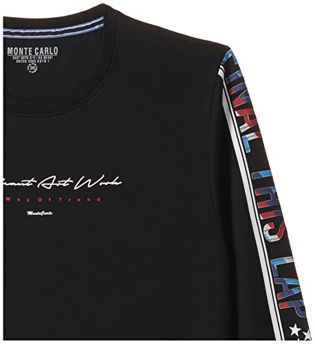 Image of Monte Carlo Boys Coton Blnd Black Print Round Neck Sweatshirt