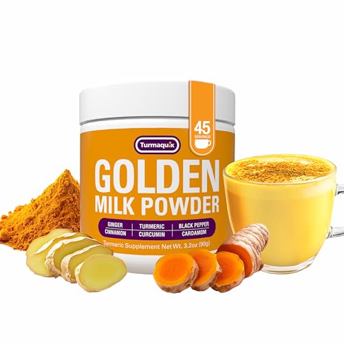Turmaquik 3.2 Ounce Organic Golden Milk Turmeric Latte Mix - Superfood Blend with Ginger, Black...
