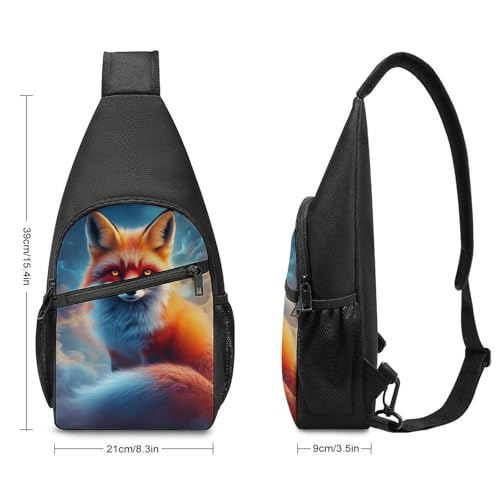 Casual Sling Bag Backpack, Rucksack, Space Fox Art Shoulder Crossbody Bag Chest Pack, Tool Backpack, Satchel Bookbags Travel Rucksack Daypack for Man/Women2