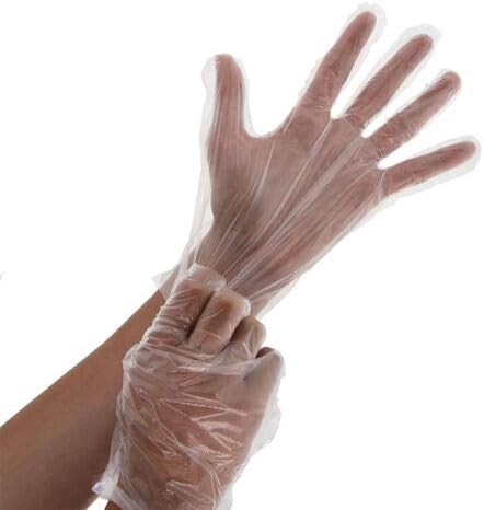 100 x DISPOSABLE NON-LATEX PLASTIC GLOVES CLEAR SINGLE USE POLYETHYLENE PE Size Large