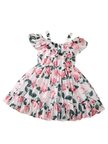 Image of Buy & Try by Dharmikaay Girl's Lycra Floral Printed Frock Dress for Girls Short Frock Baby Princess Western Dresses| Stylish Fancy Kids Clothing for New Year, Fashion