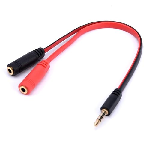 携帯電話のマイク付きイヤホンをパソコンのマイク入力用ヘッドセットに変換するための「3.5mm二合一分岐ケーブル」と呼ばれるアダプターです。これにより、単一のジャックを持つパソコンや携帯電話の端子に接続できます