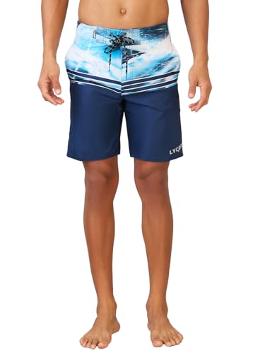 Image of LYCOT Men's Printed Comfortable Surfing Beach Shorts with 3 Pockets