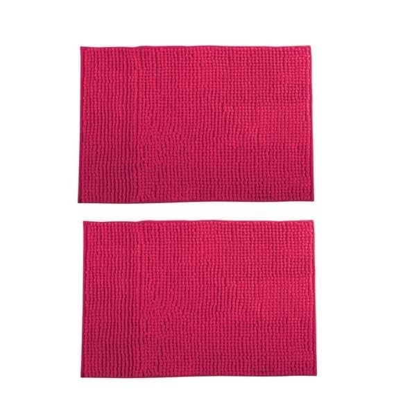 Tapis de bain microfibre chenille MSV rose fuchsia 40x60 cm lot de 2