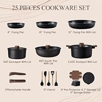 CAROTE 25pcs Pots and Pans Set Non Stick, Detachable Handle Cookware Sets — image 2