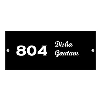 Amzgear Acrylic Name Plate for Home Entrance |Customised Name Plate for Home| Name Board for Home Outdoor/Diwali Gifting Name Plates for Flats| Housewarming Gift| Black & White, Pack of 1 (Style -3)