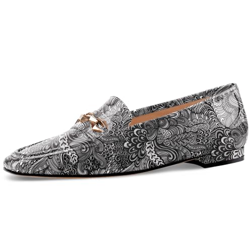 Image of Oh Mispares Womens Loafers Square Toe Low Heel Penny Loafers Fashion Comfortable Slip on Flats Casual Dressy Shoes for Women Work Office Patent Leather