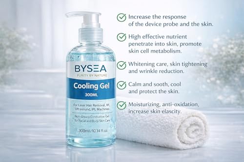 Image of Cooling Gel 300ML for Laser Hair Removal & RF Machines, Ultrasound & IPL Conductive Gel for Facial & Body Skin Care, Non-Greasy, Professional Use All Skin Type