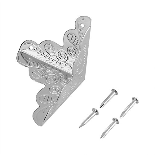 Image of Zerodis 12pcs Vintage Metal Three Sides Corner Decorative Protectors Iron Cover Guard with Screws for Jewelry Gift Box Picture Frame(Silver)