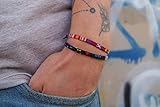  Boho Surfer-Armband 2er Set - Dünnes Ethno Strand-Armband - Made by Nami Festival Accessoires - Handmade Azteken-Band Damen-Schmuck Herren-Schmuck - 100% Wasserfest & verstellbar (Red Space)