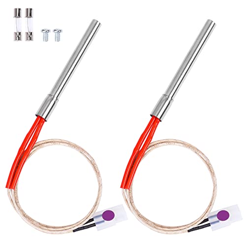 2 Pack Replacement Hot Rod Ignitor Kit for Traeger and Camp Chef Wood Pellet Grills Upgraded Pellet Grill Igniter/Hot Rod Replacement - Durable Hot Rod Ignitor Comes with 2 Pcs Fuses 200W 120V