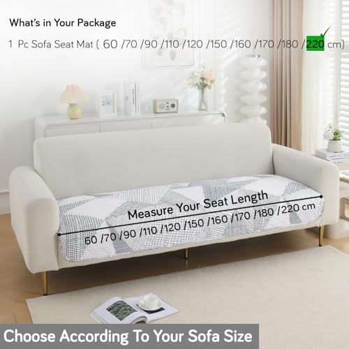 Image of HOKIPO 'Elira Series' Polyester Blend Water Repellent + Waterproof Quilted Sofa Mats | Make Your Own Sofa Cover Set | Length 220cm - Snow White Black Geometry (AR-5250-C9)