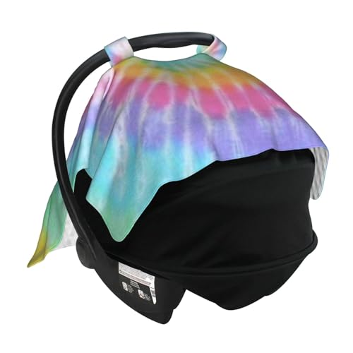Image of Tie Dye Baby Car Seat Canopy Cover 39x27.5 Inches Multi Use Nursing Cover for Newborn Car Seat Canopy Mom Nursing Breastfeeding Covers Newborn Shower Gifts