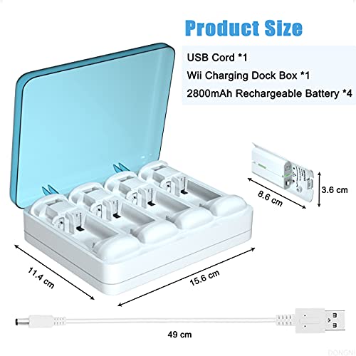 4 Pack Rechargeable Batteries Fit For Wii & Wii U Remote Controller, 4-In-1 Battery Charger Station Box For Wii & Wii U Remote Controller Battery, Including Usb Cable #TOP6