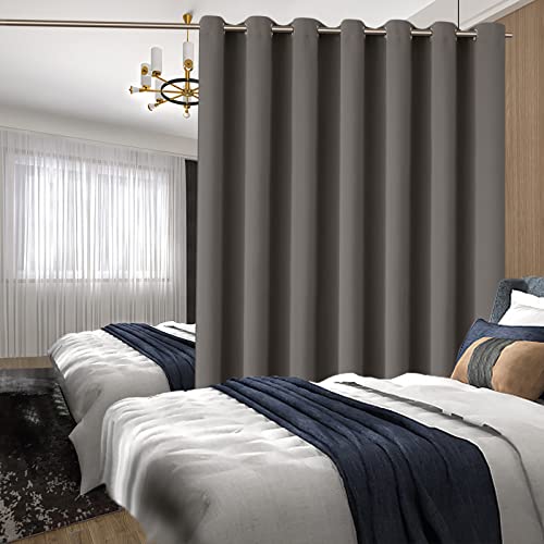 BGment Grey Sliding Door Curtain 96 Inch Long - Wide Room Darkening Room Divider Curtain for Bedroom Privacy Themral Insulated Grommet Separator Drape, 1 Panel, 100 X 96 by BGment - Image 3
