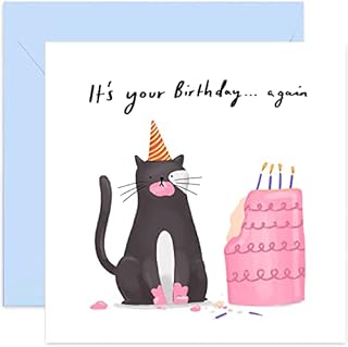 Old English Co.It's Your Birthday Again Cat Card - Funny Joke Birthday Wishes Card for Men and Women | Blank Inside & Envelope Included