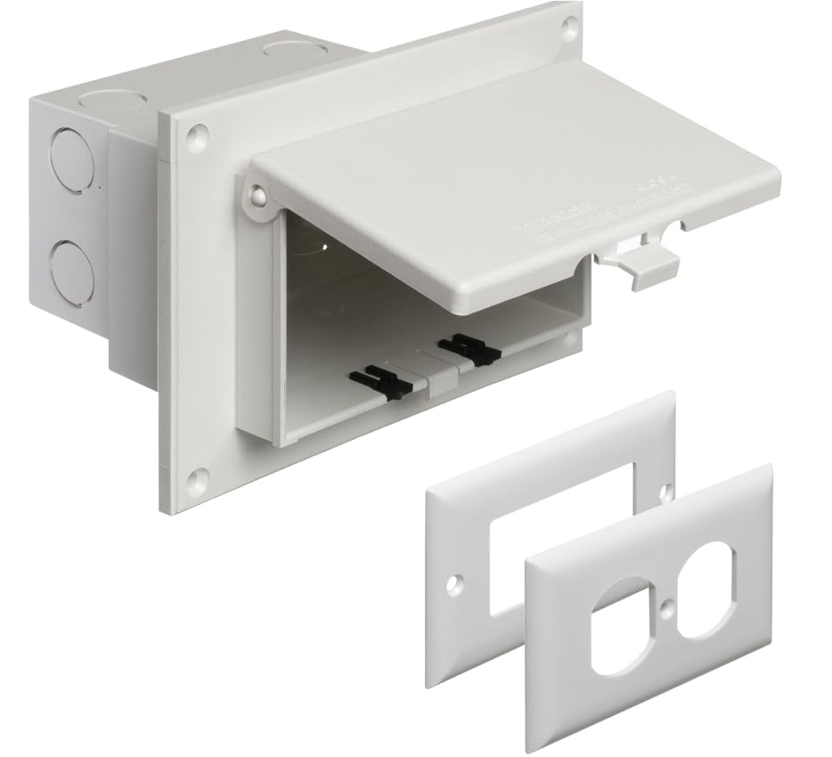 DBHR1W-1 Low Profile Electrical Box, Horizontal, White