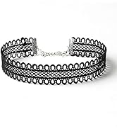 Gothic Black Choker Necklace Hollow Lace Choker Necklace for Women,Adjustable Scalloped Lace Clav...