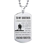 ZIMOXUAN Dog Tag Necklace for Men Gift for Brother Stainless Steel Long Chain Necklace Brother is Friend Forever Gift for Friends (to My Brother Necklace)
