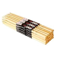 Maple with wood tip Strong, straight, and long-lasting sticks that provide hours of precise playing Air kiln dried to prevent warping or breaking 12 pairs of sticks