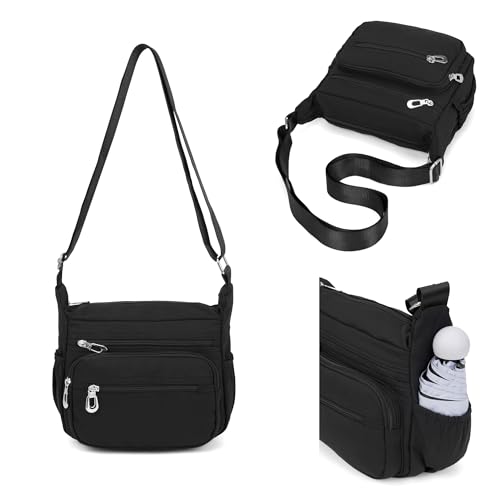 Image of Nylon Floral Multi-Pocket Crossbody Purse Bags for Women Travel Shoulder Bag
