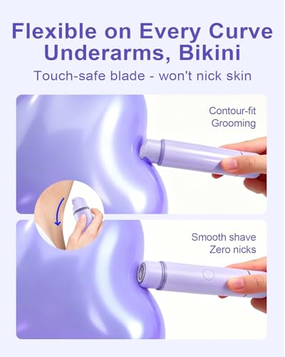 Image of 2-in-1 Bikini Trimmer for Women - Electric Shaver for Women, Womens Electric Razor & Trimmer for Sensitive Skin, Adjustable Comb, 100% Waterproof, Portable, USB Charge, Painless (Purple)