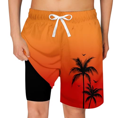 Image of Cozople Boys Swim Trunks Compression Liner Swim Shorts Quick Dry Bathing Suit with Boxer Brief Swimwear 2-20T