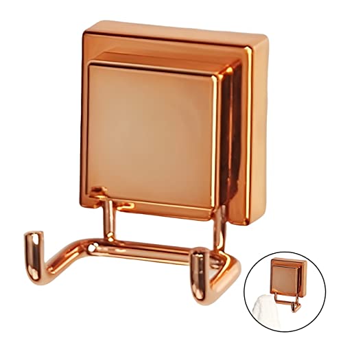 Kit Banheiro 2 Peças Suporte Porta Papel Higiênico Cabide Gancho Duplo Multiuso Ventosa Rose Gold -