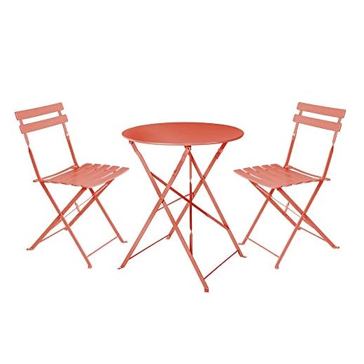 Lolahome Conjunto De Mesa Y 2 Sillas Para Exterior De Acero (Coral)