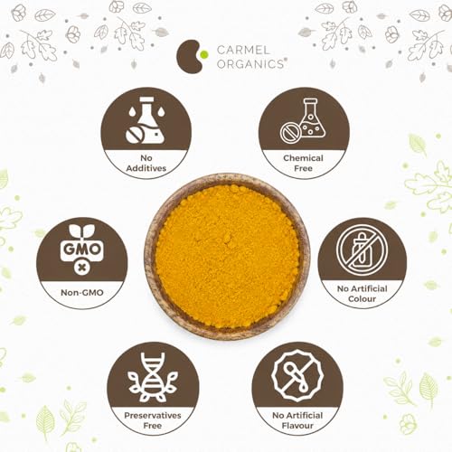Image of CARMEL ORGANICS Kasturi Haldi /Wild Turmeric Root Powder 100gm | Kasturi Manjal Powder | Poolankilangu | Curcuma Aromatica Root Powder | Natural Skin Care Ingredient | No Added Preservatives