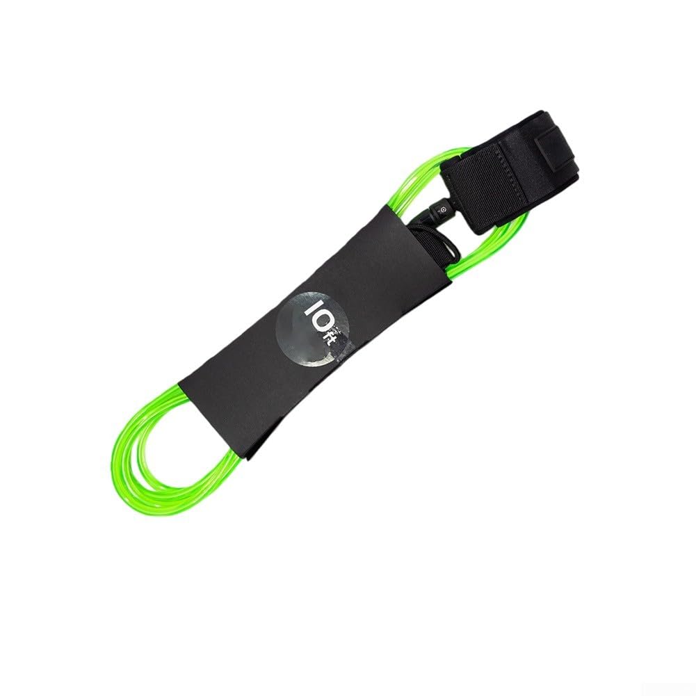 Drivstraw Surfboard Leash 7mm Thick For TPU Cord with Quick Release Tab and Hidden Key Pocket| 360° Swivel for Short Long Boards and SUP| For Long lasting Ankle Strap for(10FT green)