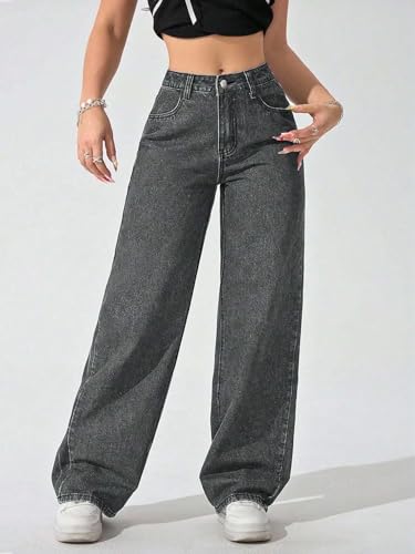 Image of KOTTY Women's High-Waist Button Relaxed Fit Casual Ankle Length Stylish Jeans