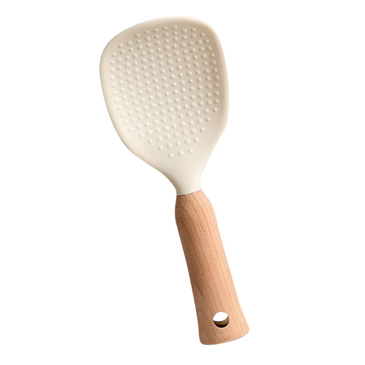 COLLBATH Rice Spoon Rice Scooper Stirring Spoons Food Service Spoon Cooking Ladle Stand up Rice Scoop Standing Rice Paddle Ramen Serving Spoon Kitchen Cooking Spoons Soup Ladle White Wooden