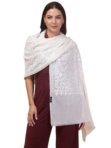 tweedle Warm and Soft Pure Wool Kashmiri Embroidery Stole/Shawl/W...