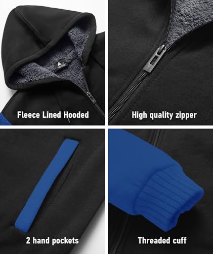 Image of SCODI Hoodies for Men Heavyweight Fleece Sweatshirt Zip Up Thick Jacket | Machine Wash, Soft, Warm, Winter, Outdoor Activities, Gym, Office, Casual, Daily Wear, Full Zipper Sherpa Lined Hooded Coat