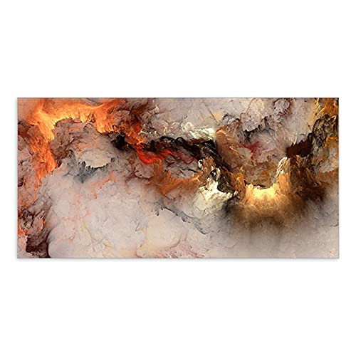 Nuage peinture toile affiches art orange blanc fumée abstrait 80x200