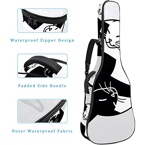 Housse de Guitare, Euit de Guitare en Tissu Oxford Impermeable avec Sangles Reglables pour 42″41″40″ Guitares dessin animé chat noir et chat blanc 108.9×42.9×11.9 cm - Les Beatles, Paul McCartney, John Lennon, RIngo Starr, George Harrison Housse de Guitare, Euit de Guitare en Tissu Oxford Impermeable avec Sangles Reglables pour 42"41"40" Guitares dessin animé chat noir et chat blanc 108.9x42.9x11.9 cm – Image 5
