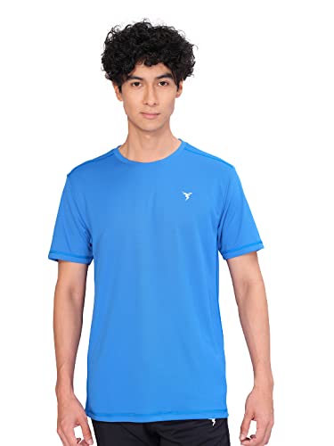 Image of TECHNOSPORT Men's Slim Fit Polyester Activewear Sports T-Shirt with Moisture-Wicking Comfort for Workout, Running & Gym