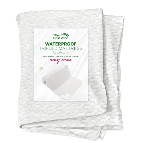 Trifold Bamboo Pack n Play Mattress Replacement Cover（Only Cover），38" x 26" x2.5" Waterproof Pack and Play Mattress Replacement Cover,Mattress Cover for Playpen Mattress,White