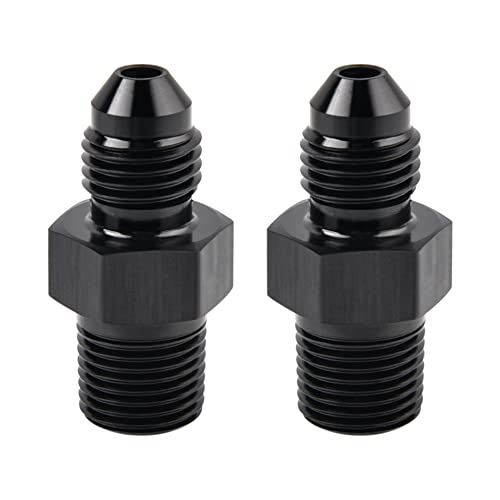 EVIL ENERGY 4AN Male Flare to 1/8 NPT Pipe Fitting Adapter Aluminum Straight Black 2PCS