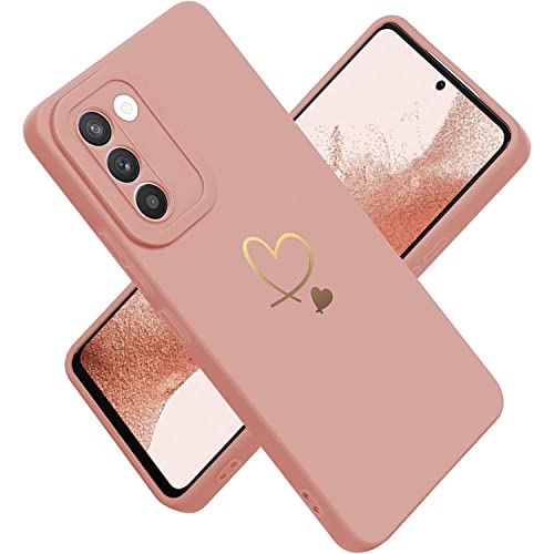 Paitech Coque Samsung S23 5G avec Protection Caméra, Etui Housse de Haute Qualité TPU Silicone Mince Souple Anti-Rayures Antichoc Case pour Samsung Galaxy S23 avec Coeur d'amour Lovely, Rose