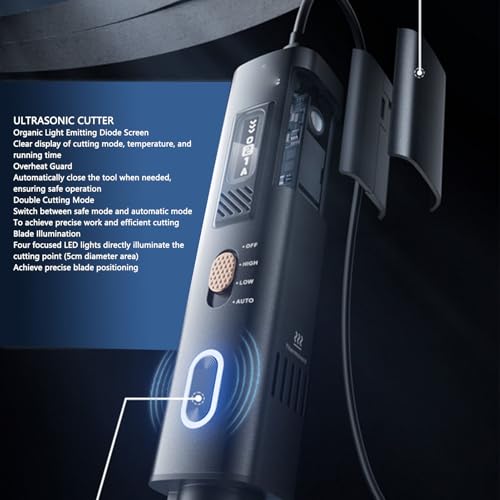 Garosa Ultraschallschneider, 40-kHz-Präzisionsschneidwerkzeug mit Verbessertem Vibrationssystem für 3D-Druck, Kunststoffe, Holz, Harze, 50 Klingen Im Lieferumfang Enthalten, (EU-Stecker)